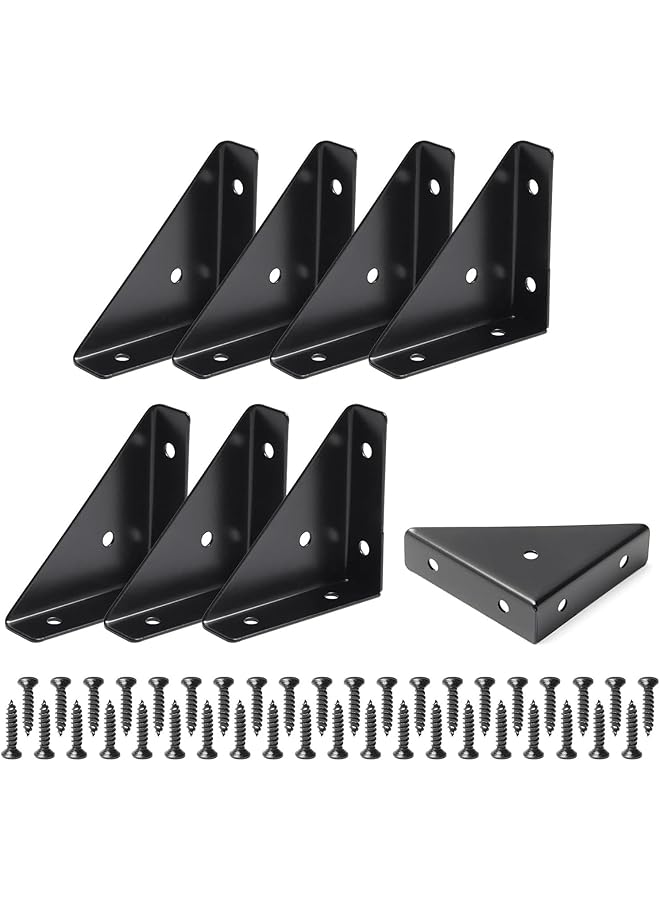 S-TOP Corner Brace Brackets, 8 PCS Strong and Sturdy 66mm × 66mm Corner Braces for Wood, Metal Corner Brackets with Screws for Bed Edge, Suitable for Fixing Various Wooden Furniture - Image 1