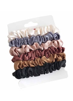 KHAJUL 6-Piece Silk Hair Ties Band Set Satin Hair Scrunchies Multicolour for Girls Women  - Image 2
