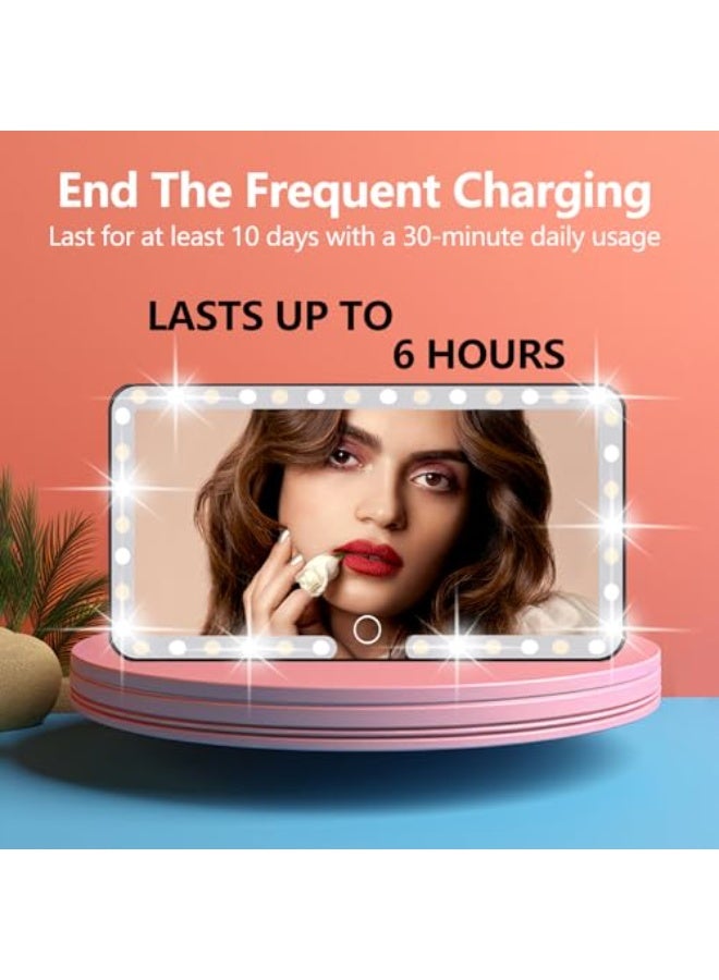 مراة فانيتي تثبت على حاجب الشمس للسيارة، مراة مكياج عالمية قابلة لاعادة الشحن مع 3 اوضاع اضاءة و60 مصباح LED - قابلة للتعتيم بمشبك للرؤية الخلفية لتظليل الشمس - Image 4