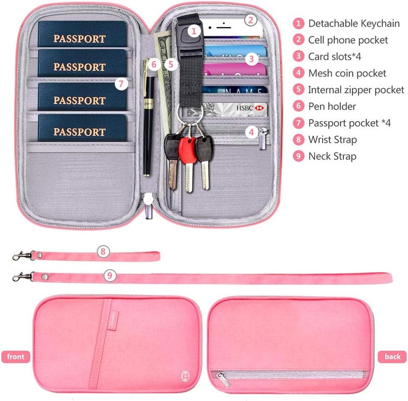 jiemei RFID Family Passport Wallet Holder Waterproof, Travel Document Organizer Credit Card Clutch Bag for Men Women - Image 4