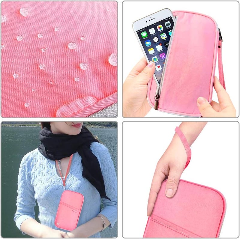 jiemei RFID Family Passport Wallet Holder Waterproof, Travel Document Organizer Credit Card Clutch Bag for Men Women - Image 3