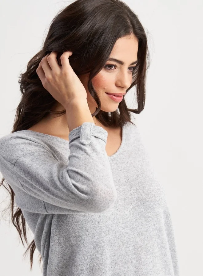 HaILYS Cozy Light Grey Knitted Pullover for Women - Perfect for Casual Outfits