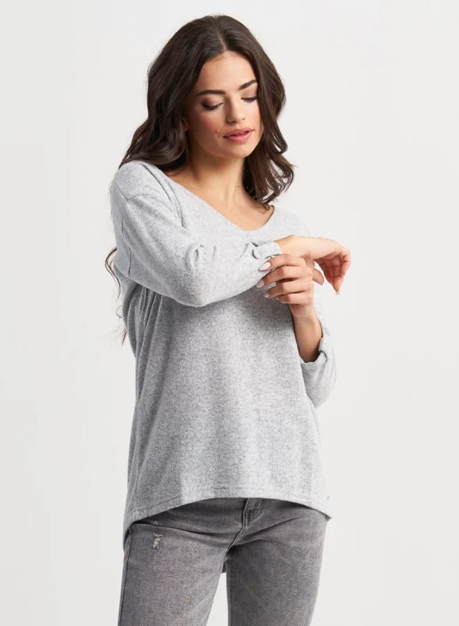 HaILYS Cozy Light Grey Knitted Pullover for Women - Perfect for Casual Outfits