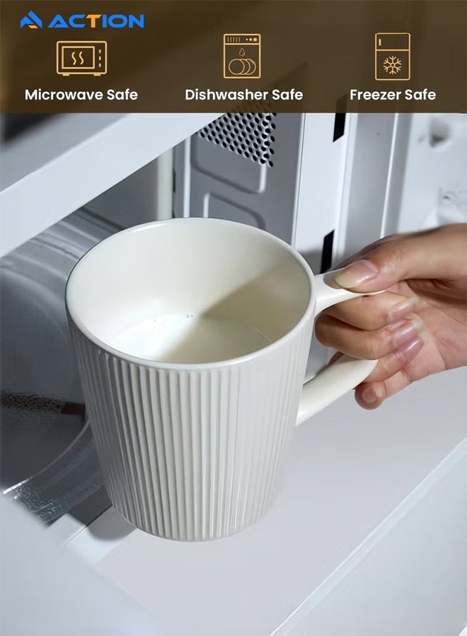 أكشن أحدث مجموعة من أكواب القهوة الخزفية سعة 17 أونصة/500 مل، مكونة من قطعتين، كوب كبير من السيراميك بمقابض للرجل والزوجة والأب والأم والصديق، أكواب قهوة عصرية للشاي واللاتيه والكابتشينو والكاكاو، آمنة للاستخدام في غسالة الأطباق والميكروويف - Image 5