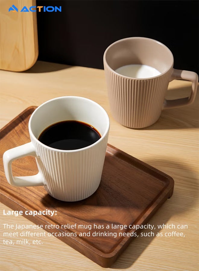 أكشن أحدث مجموعة من أكواب القهوة الخزفية سعة 17 أونصة/500 مل، مكونة من قطعتين، كوب كبير من السيراميك بمقابض للرجل والزوجة والأب والأم والصديق، أكواب قهوة عصرية للشاي واللاتيه والكابتشينو والكاكاو، آمنة للاستخدام في غسالة الأطباق والميكروويف - Image 4