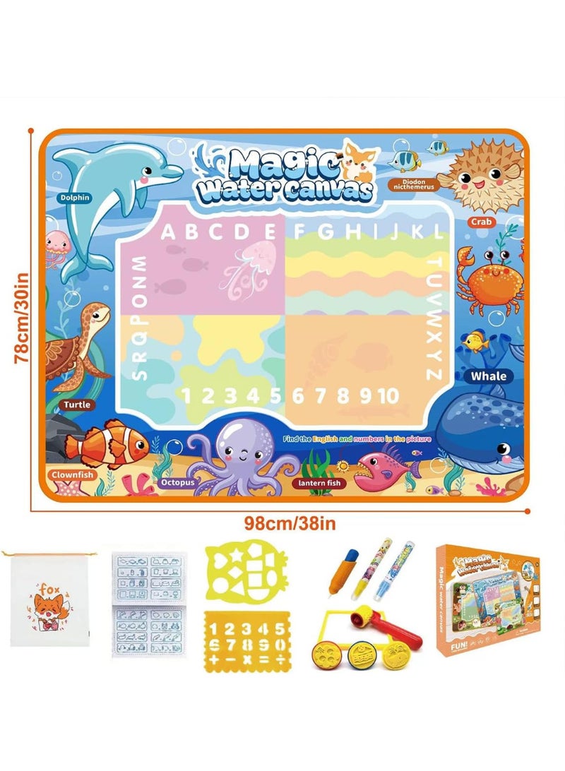 ECVV Water Doodle Mat 150 x 100CM Painting Doodle Toddler Toys with Waterproof Cloth Magic Water Canvas Coloring Painting Writing Drawing Mat Educational Toys for Kids Age 4-6 Year Old - Image 2