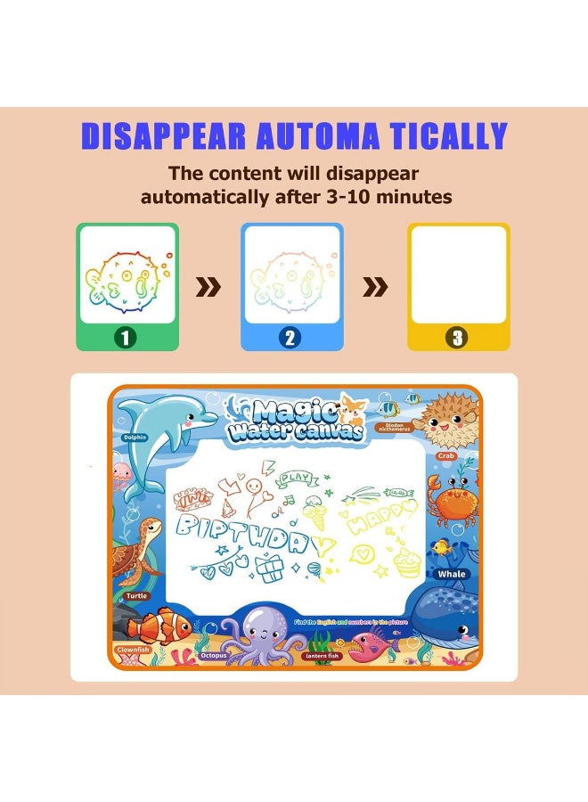 ECVV Water Doodle Mat 150 x 100CM Painting Doodle Toddler Toys with Waterproof Cloth Magic Water Canvas Coloring Painting Writing Drawing Mat Educational Toys for Kids Age 4-6 Year Old - Image 3