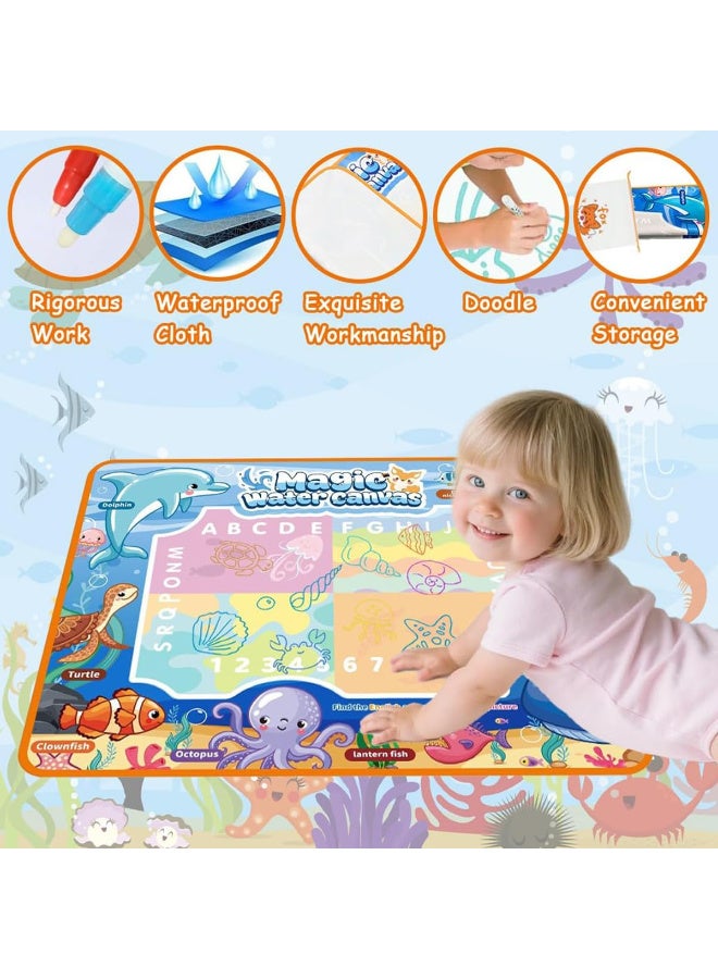 ECVV Water Doodle Mat 150 x 100CM Painting Doodle Toddler Toys with Waterproof Cloth Magic Water Canvas Coloring Painting Writing Drawing Mat Educational Toys for Kids Age 4-6 Year Old - Image 4