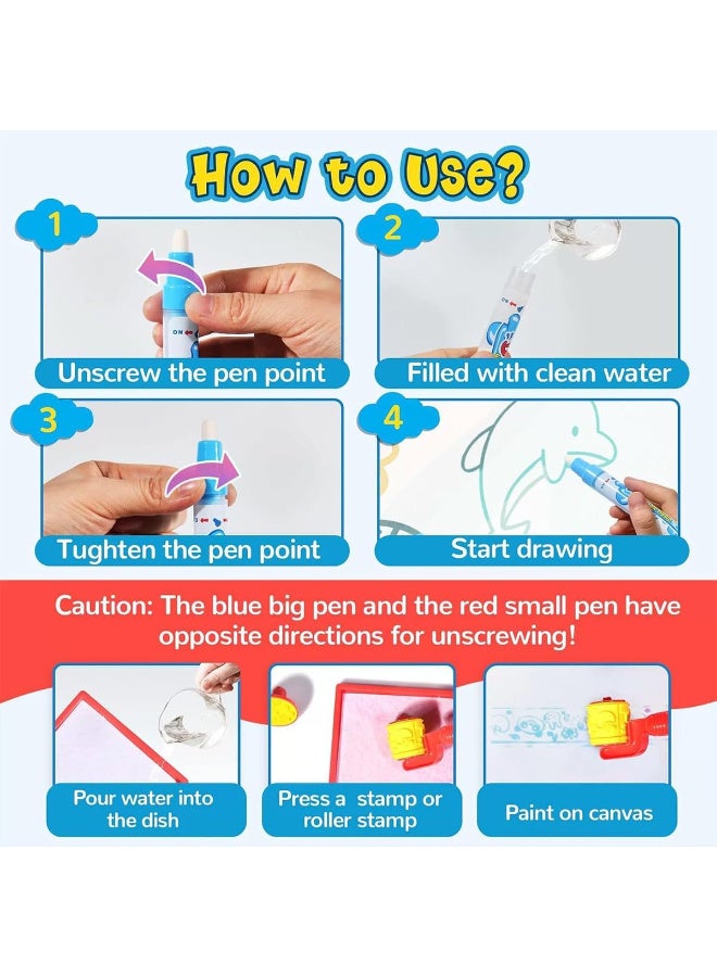 ECVV Water Doodle Mat 150 x 100CM Painting Doodle Toddler Toys with Waterproof Cloth Magic Water Canvas Coloring Painting Writing Drawing Mat Educational Toys for Kids Age 4-6 Year Old - Image 5