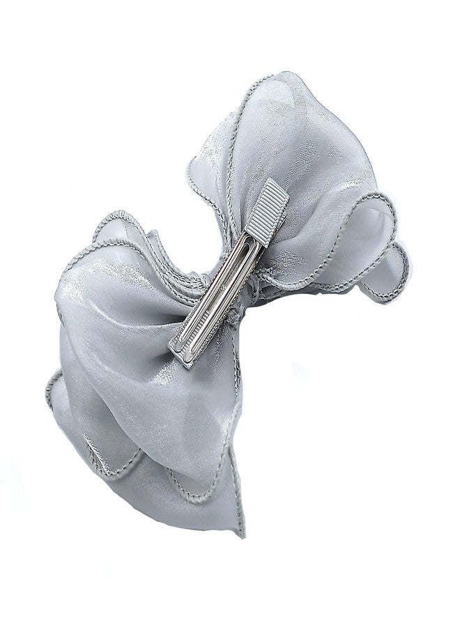 Fairytale Three Layers Hair Clip for Kid Yarn Barrettes Bow Princess Hairgrip Hair Pin Fairy Girl Sweet Lace Hair Accessories (Grey) - Image 3