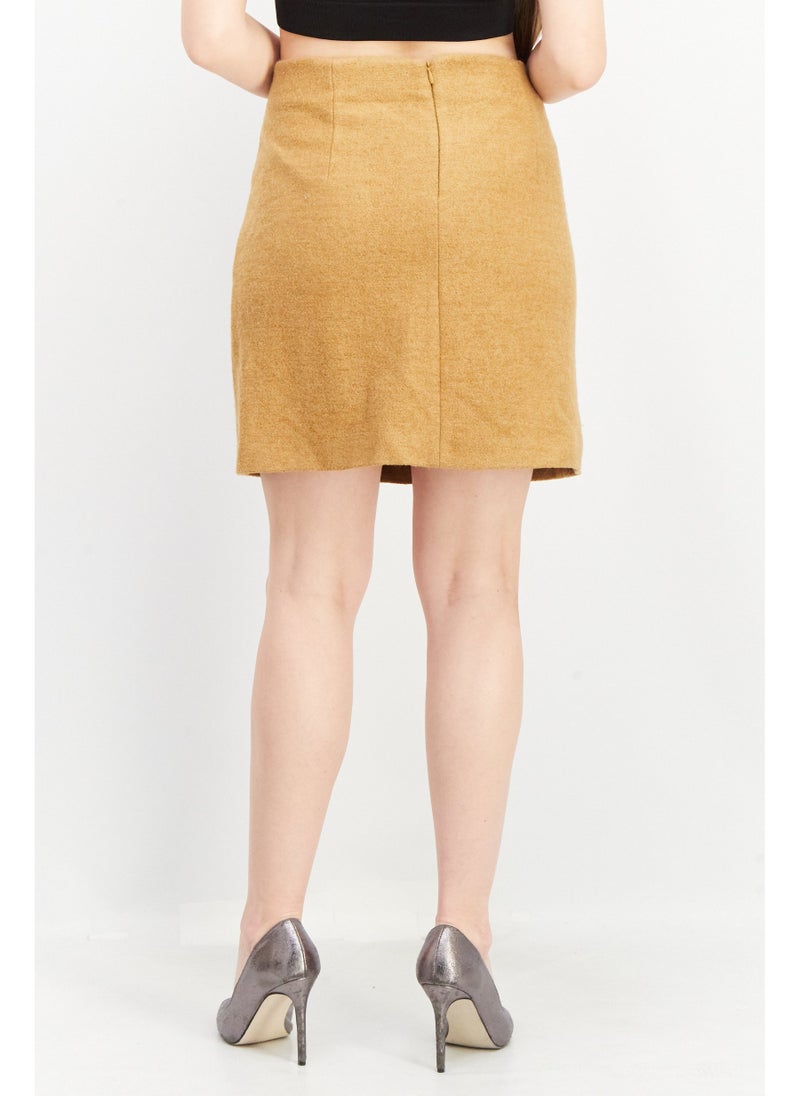 ESPRIT Women Textured Mini Skirts, Tan - Image 4