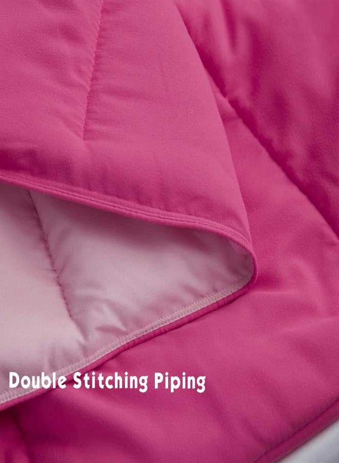 Hi -G HIG 3pc Pink Comforter Set Full Size Duvet Insert, Reversible, All Season, Box Stitched, with Corner Tabs, Soft, Fluffy - Image 4