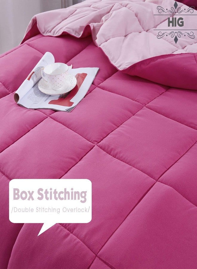 Hi -G HIG 3pc Pink Comforter Set Full Size Duvet Insert, Reversible, All Season, Box Stitched, with Corner Tabs, Soft, Fluffy - Image 3