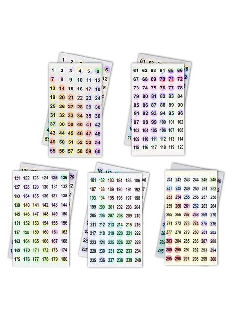 1 to 300 Round Reflective Laser Number Stickers 10 Set Self Adhesive Label Stickers Inventory Storage Organizing Sticker for DIY Craft Marking Numbering Manicure Tool 50Pcs 10mm