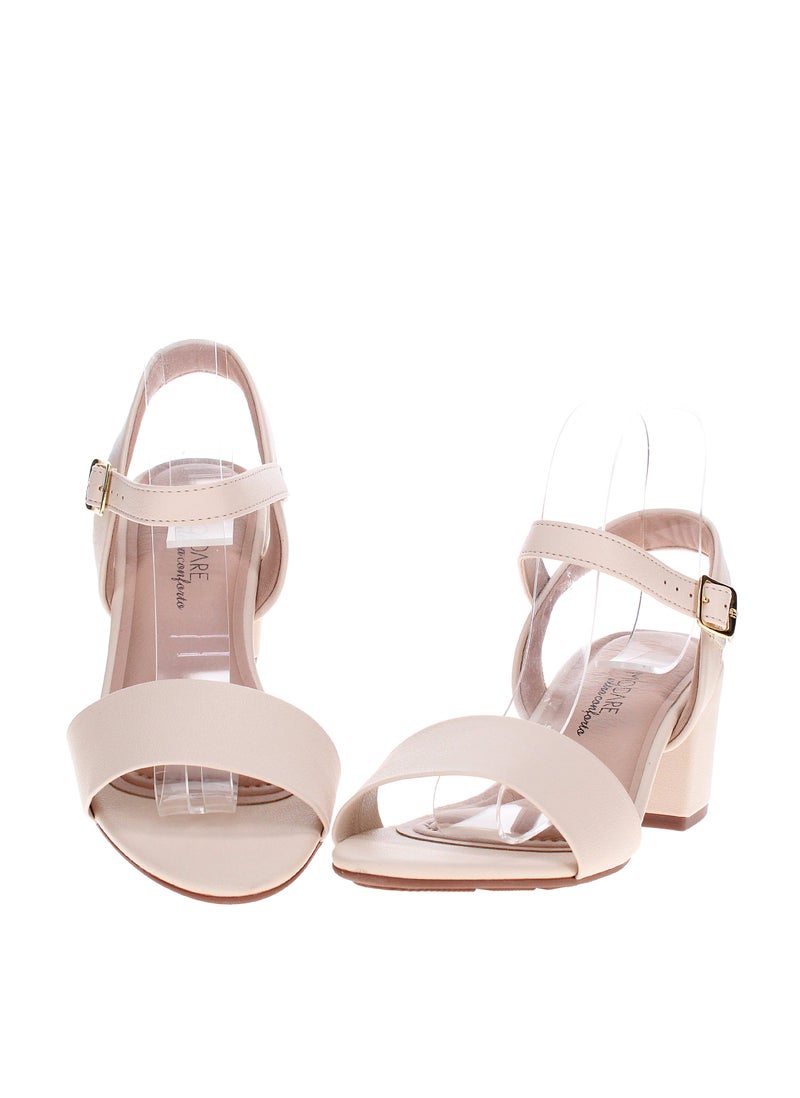 Modare Ladies Mid Heel Sandals Beige | Made In Brazil - Image 4