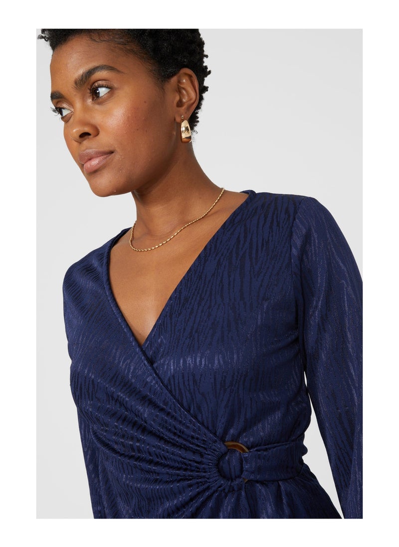 principles - Jersey Jacquard Ring Detail Wrap Top - Image 1