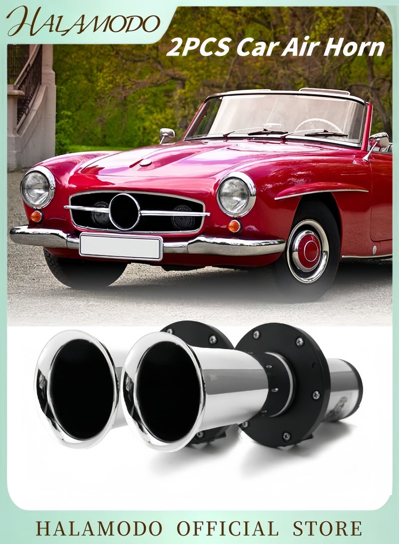 Generic 2PCS Car Air Horn Set Classical Car Horn 12V Vintage Horn Old Style Loud Ahooga Horn Car Electrical Horn Retro Design Whistle Horn for Auto  Truck  Golf Cart Car  - Image 1