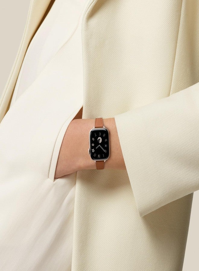سوار جلدي رفيع من STIROLL متوافق مع ساعة Apple Watch مقاس 38 مم، 40 مم، 41 مم، 42 مم (السلسلة 10) للنساء، سوار معصم رفيع من الجلد الطبيعي عالي الجودة لساعة iWatch SE من السلسلة 9، 8، 7، 6، 5، 4، 3، 2، 1 (بني لامع) - Image 5