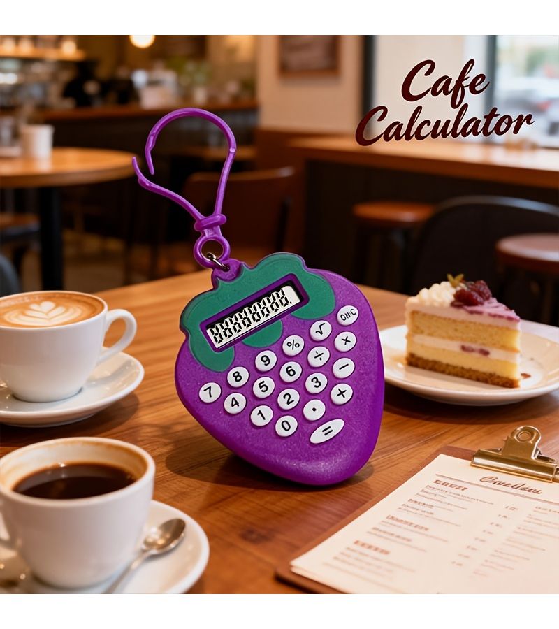 5 Pcs Purple Strawberry Keychain Calculator Long Battery Portable Clear Screen For Study Office Travel Back To School Gift - Image 5