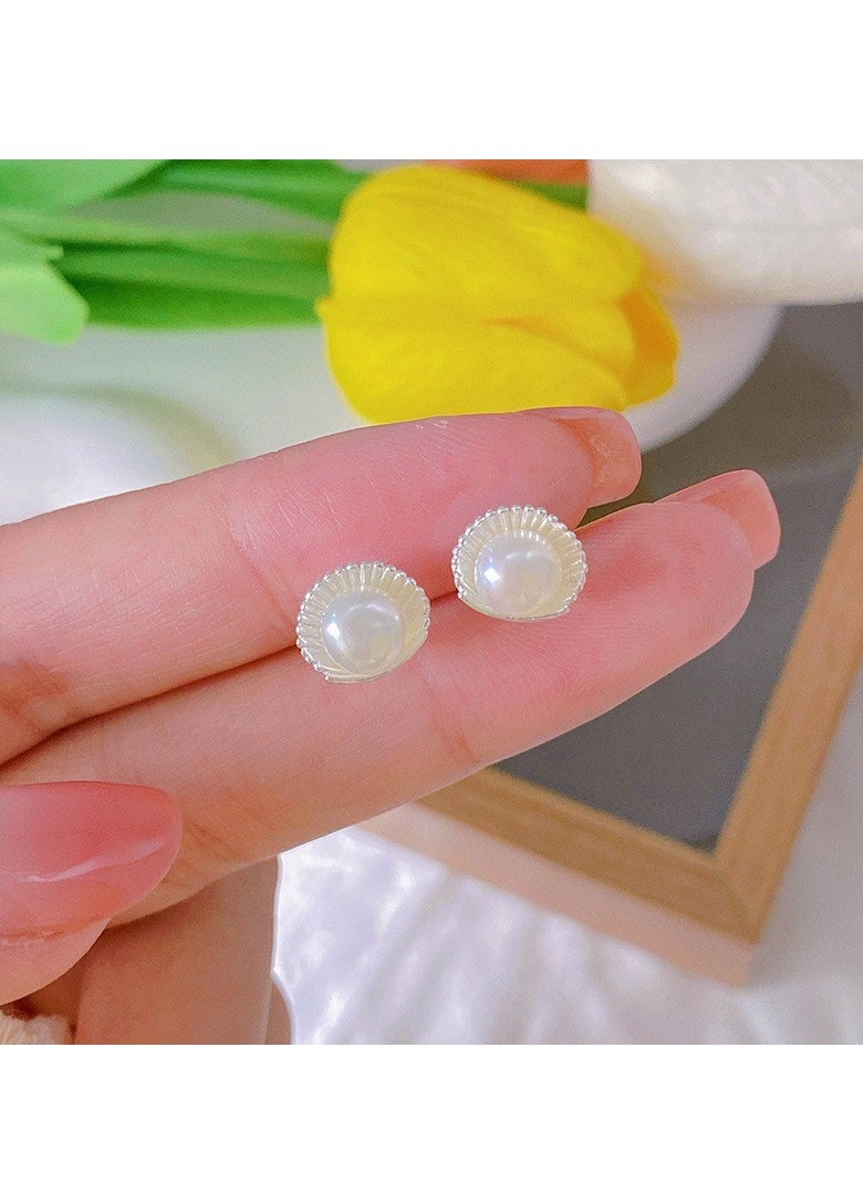 xozgdovg Pearl series shell screw women's ear accessories  - Image 2
