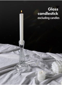 Candlestick Holders Set Taper Candle Holders Bulk Clear Glass Candle Holders for Wedding Party Romantic Dinner Festival & Windowsill Decor