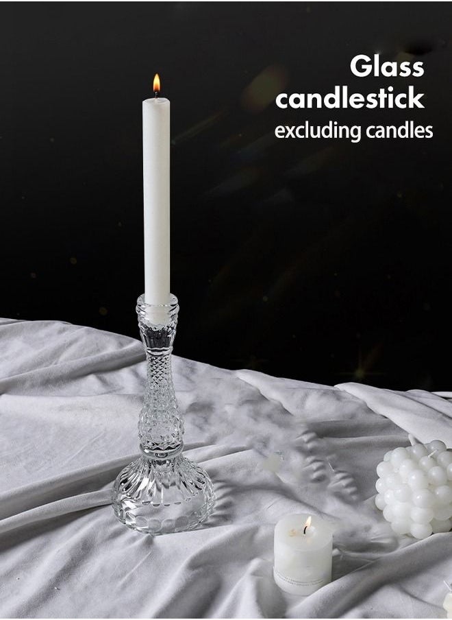Generic - Candlestick Holders Set Taper Candle Holders Bulk Clear Glass Candle Holders for Wedding Party Romantic Dinner Festival & Windowsill Decor - Image 1