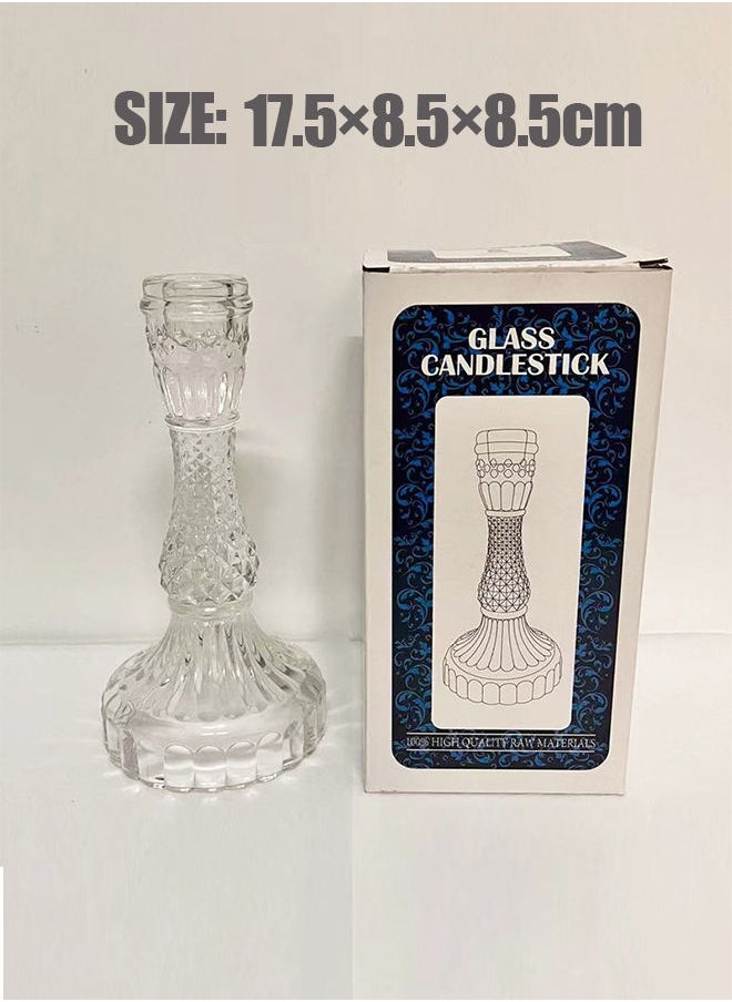 Generic - Candlestick Holders Set Taper Candle Holders Bulk Clear Glass Candle Holders for Wedding Party Romantic Dinner Festival & Windowsill Decor - Image 1