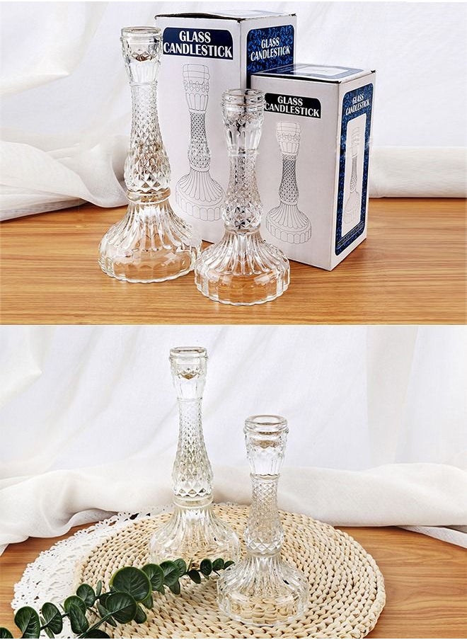 Generic - Candlestick Holders Set Taper Candle Holders Bulk Clear Glass Candle Holders for Wedding Party Romantic Dinner Festival & Windowsill Decor - Image 1