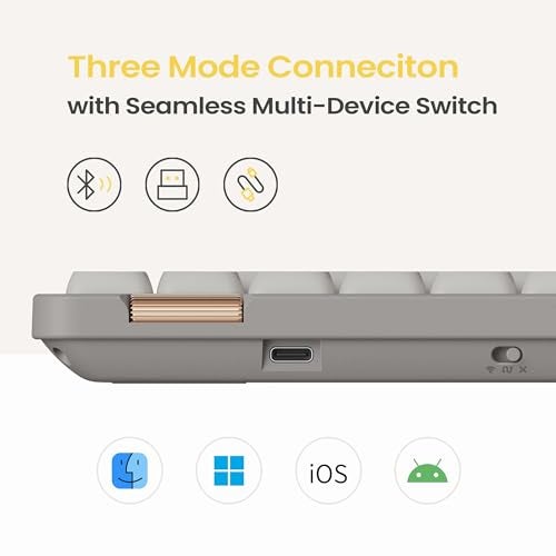 Lofree Flow Lite 84 Keys Low Profile Mechanical Keyboard, 75% Swappable Rechargeable Wireless Keyboard with 2.4G Receiver, Bluetooth and Wired Connection for Windows, Mac/ Specter Linear Switches (Marble) - Image 5