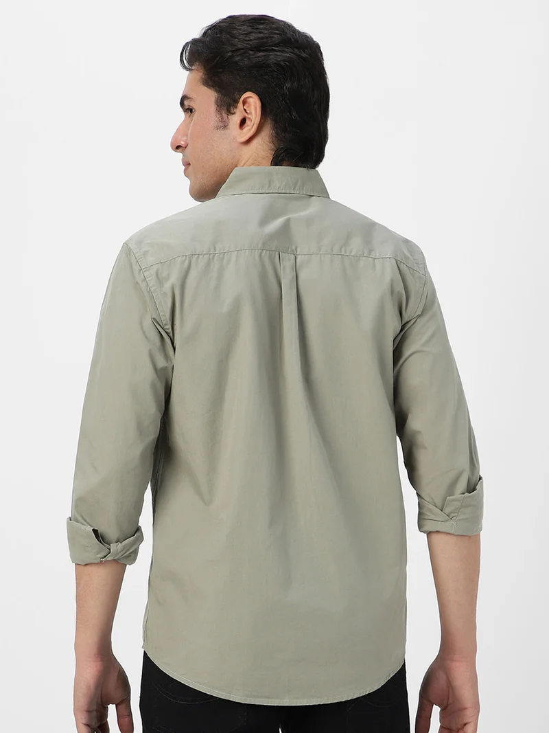 Urbano Fashion  Urbano Fashion Men's Olive Cotton Full Sleeve Regular Fit Casual Solid Shirt for Men | Best Price UAE