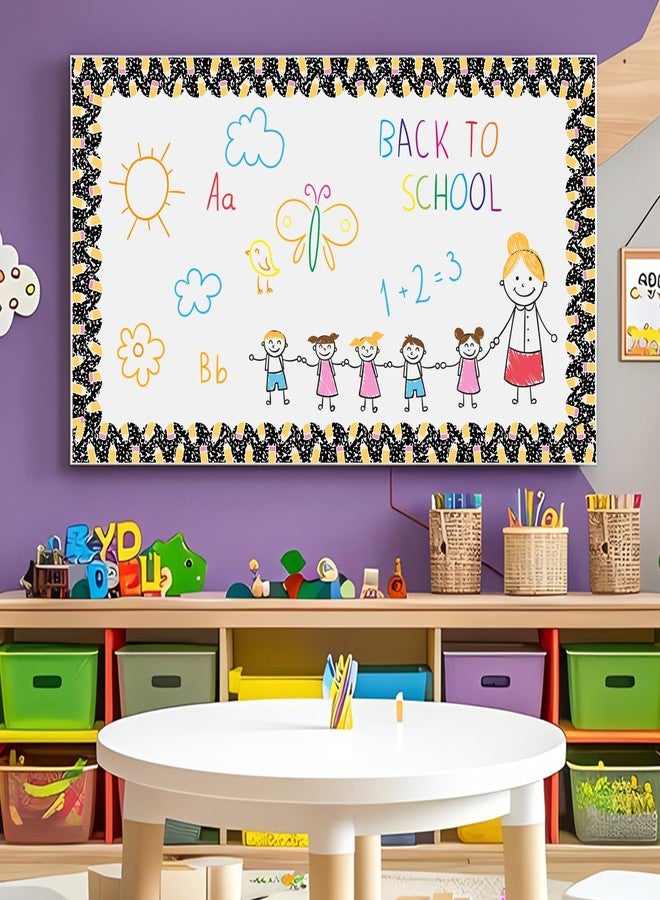 Maniaacer 68.9 Ft Composition Bulletin Board Borders Pencil Scalloped Classroom Border Trim Rolled Black and White Back to School Bulletin Board Decoration for School Classroom Home Office Chalkboard Wall Decor - Image 5