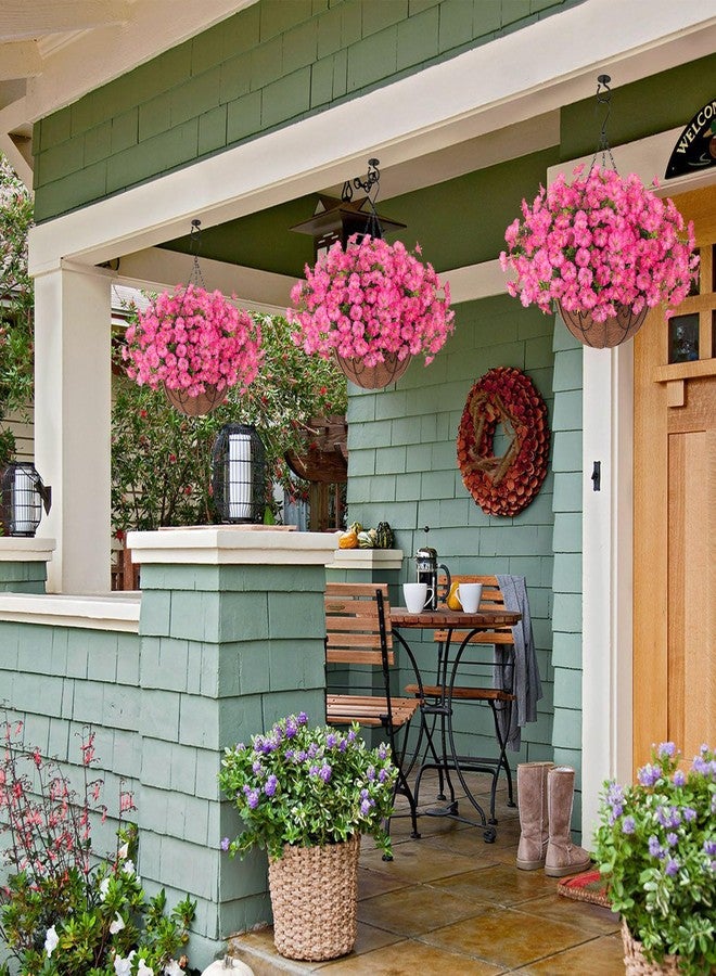 Ivydale Artificial Faux Hanging Plants Flowers Basket for Outdoors Outside Spring Summer Decoration, Silk Pink Morning Glory in Planter UV Resistant Look Real Fake Flowers for Porch Patio Balcony Home Yard - Image 2