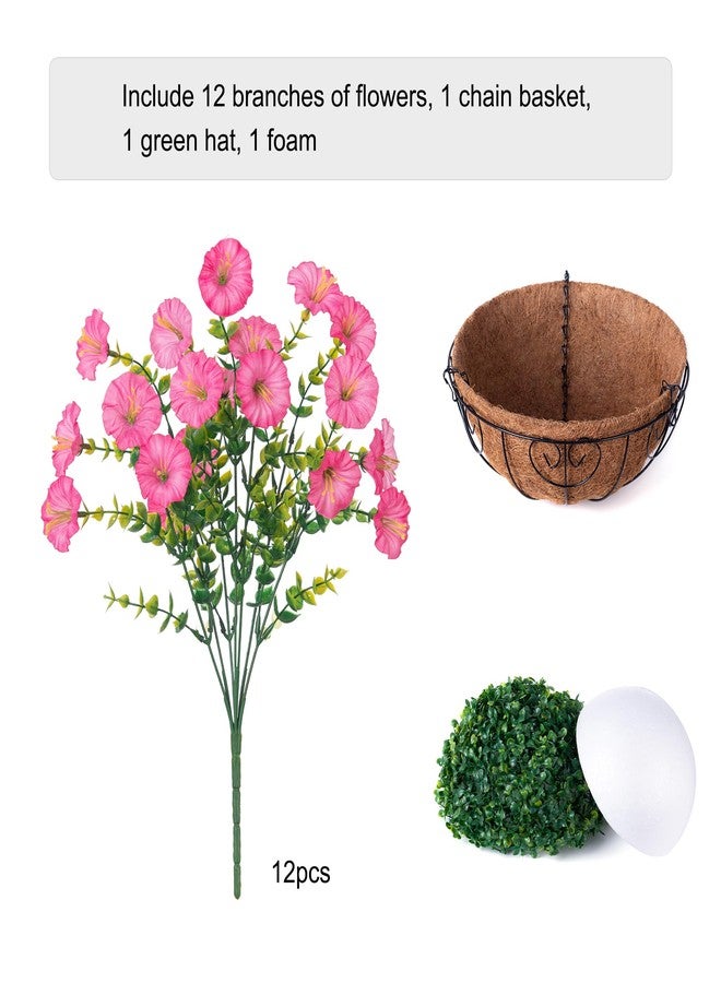 Ivydale Artificial Faux Hanging Plants Flowers Basket for Outdoors Outside Spring Summer Decoration, Silk Pink Morning Glory in Planter UV Resistant Look Real Fake Flowers for Porch Patio Balcony Home Yard - Image 4