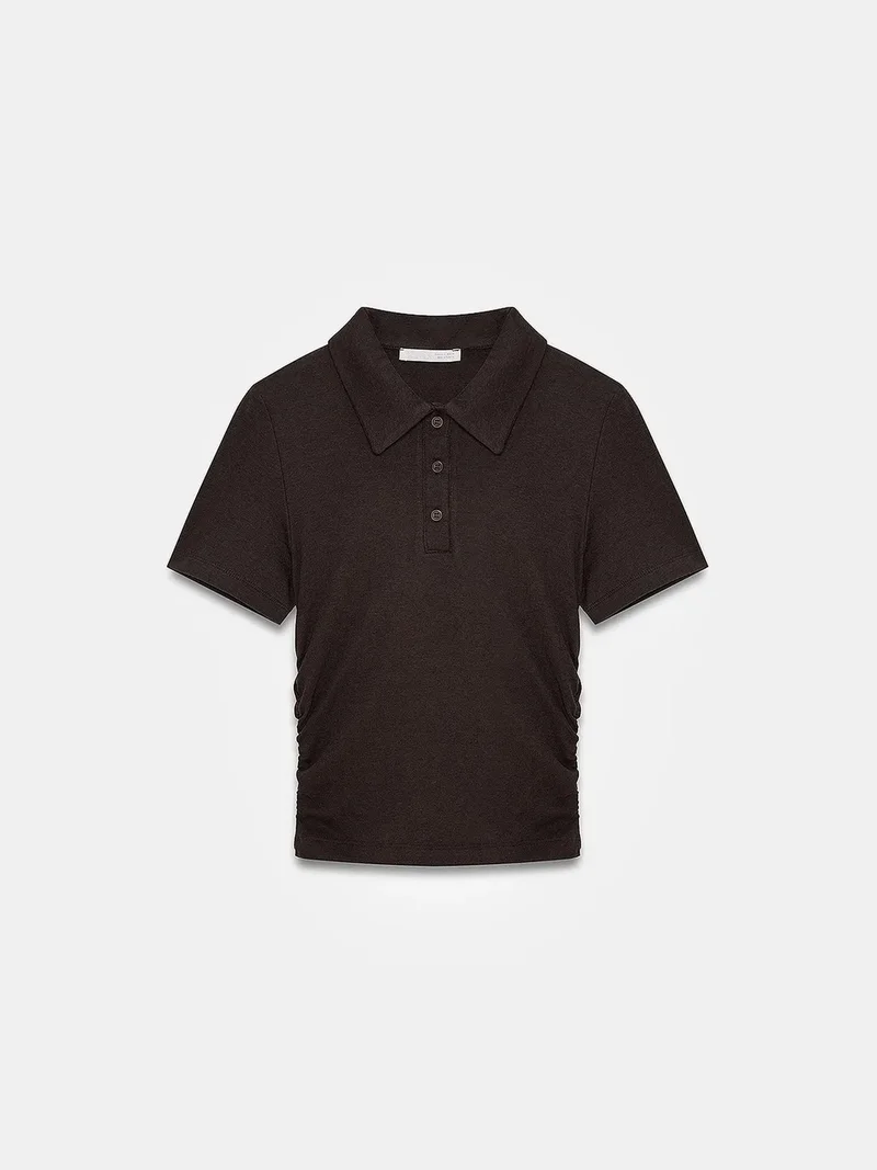 ديلفين DILVIN Women’s Crop Slim Fit Polo T-Shirt