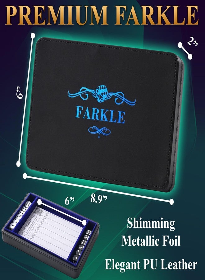 Soar Forge Deluxe Farkle Dice Tray and Storage - Elegant Faux Leather Travel Case with Score Sheets, 2 Sets of Dice & Velvet Lined Rolling Arena for Many Classic Games (Royal Blue) - Image 4