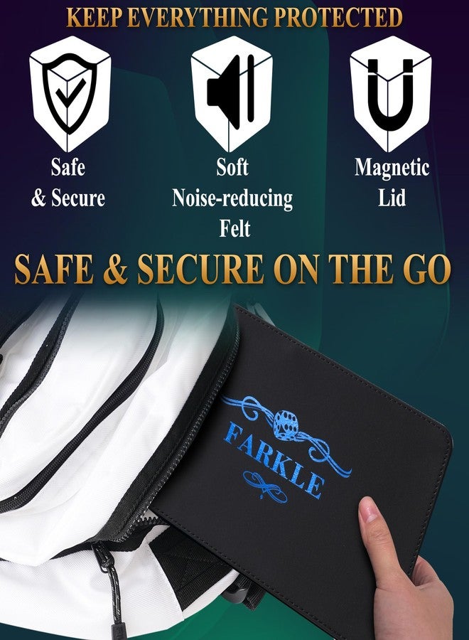 Soar Forge Deluxe Farkle Dice Tray and Storage - Elegant Faux Leather Travel Case with Score Sheets, 2 Sets of Dice & Velvet Lined Rolling Arena for Many Classic Games (Royal Blue) - Image 5