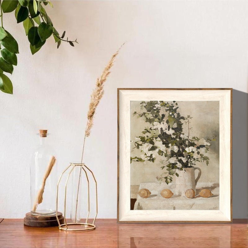 ASTRDECOR Framed Vintage Wall Art, Farmhouse Wall Decor White Flowers Canvas Oil Painting, Vintage Kitchen Decor Floral Wall Art Lemon Botanical North Art Prints for Kitchen Bedroom - 10''x 12'' - Image 4
