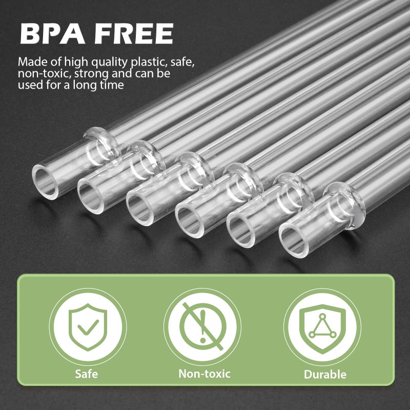 Ullnosoo Straws for YETI, 4 pcs Reusable Tumbler Replacement for YETI Straw Lids, 9 inch Plastic Clear Drinking Straws Set with 2 Cleaning Brushes - Image 2