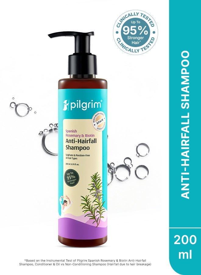 بيلجريم شامبو إسباني مضاد لتساقط الشعر بالروزماري والبيوتين 200 مل | بلسم مضاد لتساقط الشعر بالروزماري والبيوتين للحد من تساقط الشعر وتكسره 200 مل | شعر أقوى بنسبة تصل إلى 95% | لجميع أنواع الشعر - Image 1