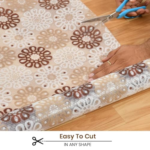 Yellow Weaves PVC Kitchen Mat Fridge Mats 45 cm X 5 Meters Anti Slip Roll, Shelf Liners Sheet for Kitchen, Shelves, Cabinet, Drawer, Wardrobe, Refrigerator, Table (Brown Flakes) - Image 4