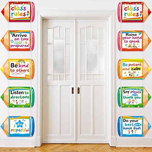 Pajean 10 Pieces Classroom Rules Posters Back to School Classroom Bulletin Board Decorations Motivational Porch Sign Set for Kindergarten Preschool Elementary Middle School(Pencils) - Image 1