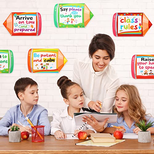 Pajean 10 Pieces Classroom Rules Posters Back to School Classroom Bulletin Board Decorations Motivational Porch Sign Set for Kindergarten Preschool Elementary Middle School(Pencils) - Image 5