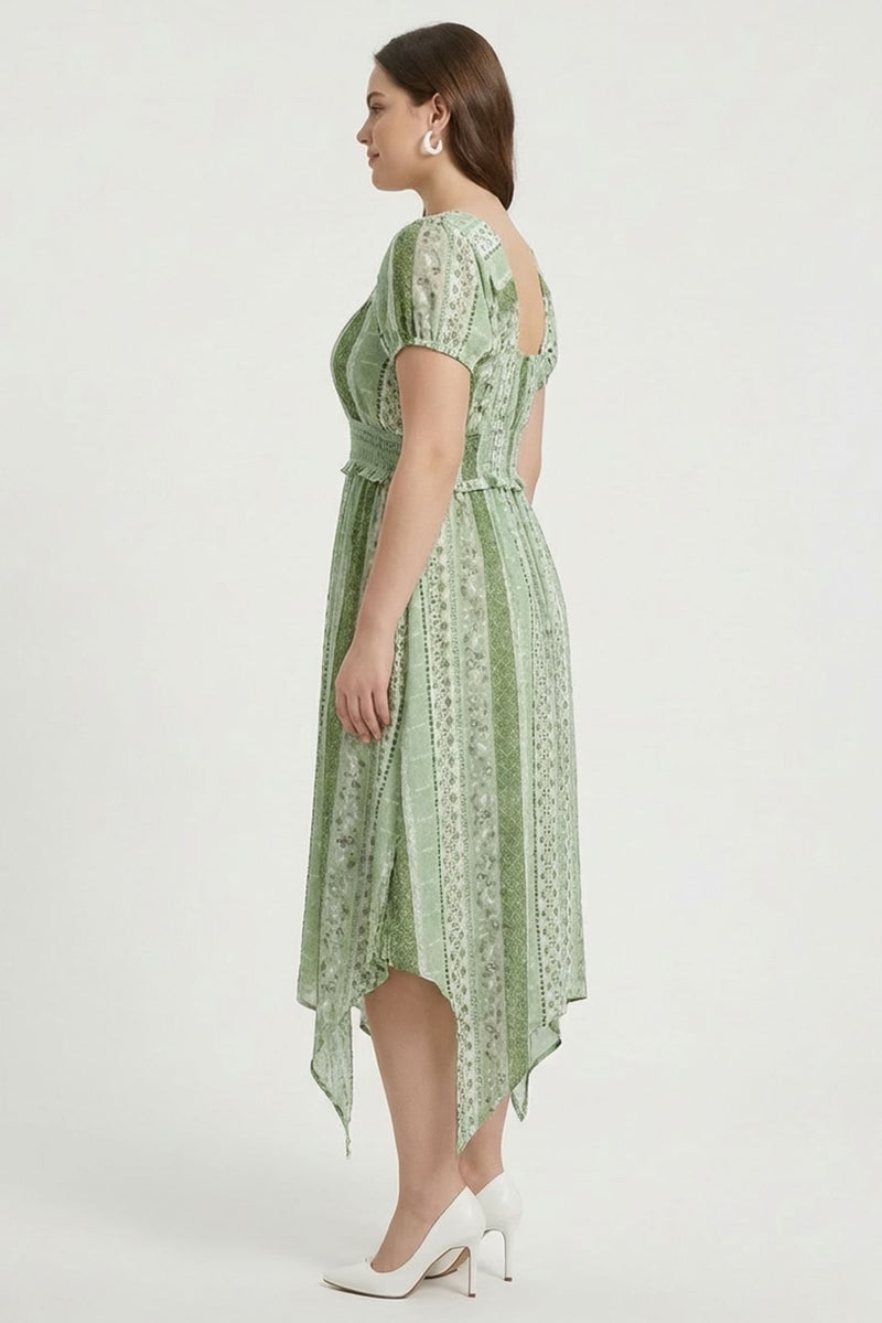 Willow & Whistle Women Allover Print Midi Dress, Green - Image 3