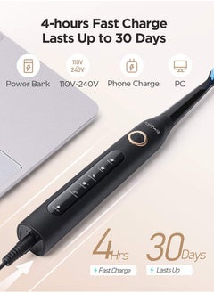 Fairywill Ultrasonic Electric Toothbrushes - Electric Toothbrush for Adults and Kids, Rechargeable Travel Sonic Toothbrush with 8 Heads, Black 4 Hours Last 30 Days  - Image 4