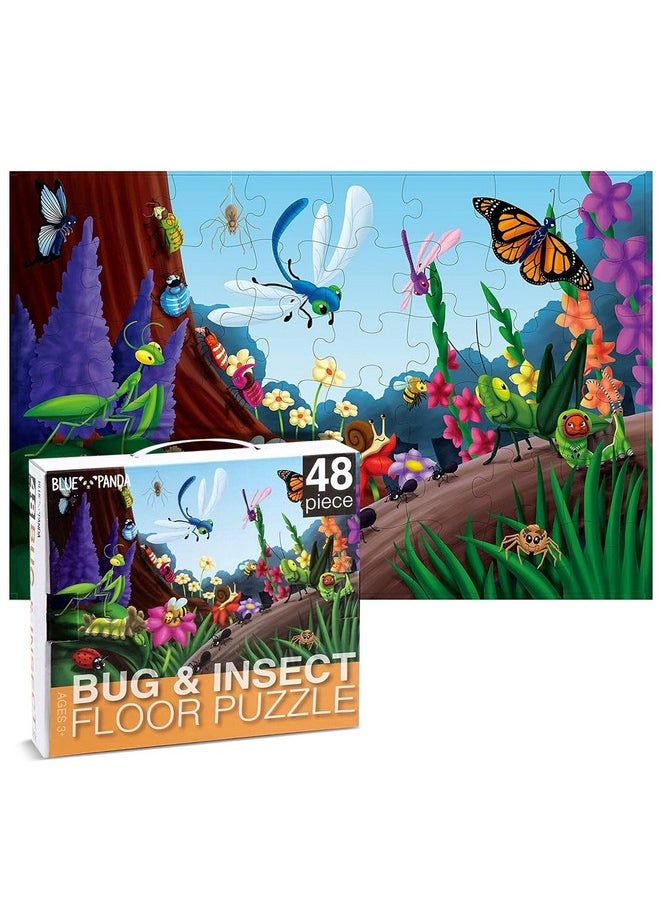 Blue Panda 48 Piece Giant Bugs And Insects Jigsaw Puzzle For Kids Ages 3-5 And 4-8, Jumbo Floor Puzzle For Toddler Preschool Learning (2 X 3 Feet)  - Image 1