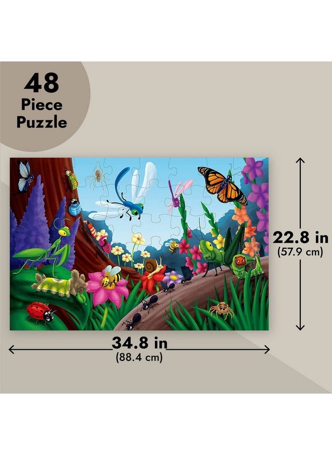 Blue Panda 48 Piece Giant Bugs And Insects Jigsaw Puzzle For Kids Ages 3-5 And 4-8, Jumbo Floor Puzzle For Toddler Preschool Learning (2 X 3 Feet)  - Image 4