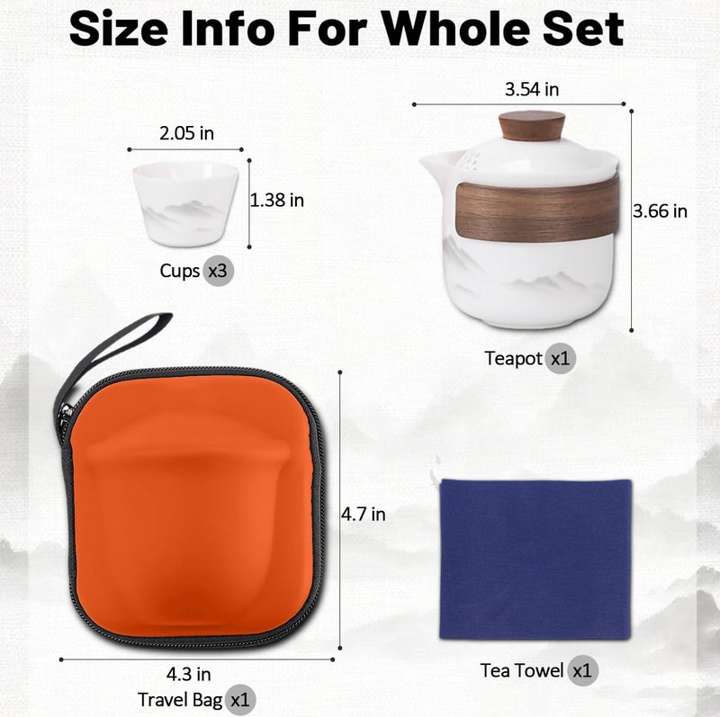 VJK Porcelain Chinese Gongfu Tea Set,Portable Ceramic Teapot Set,Portable All in One Mini Travel Bag for Travel,Home,Gifting,Outdoor Camping Picnic and Office Business Hotel Tea lover - Image 2