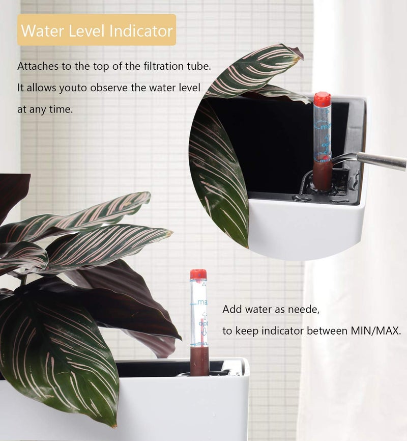 SAROSORA 14" Self Watering Planter Pots with Water Level Indicator, Rectangle Matte Plastic Window Box for Indoor Outdoor, Herbs Succulents Flowers House Plants (White) - Image 4