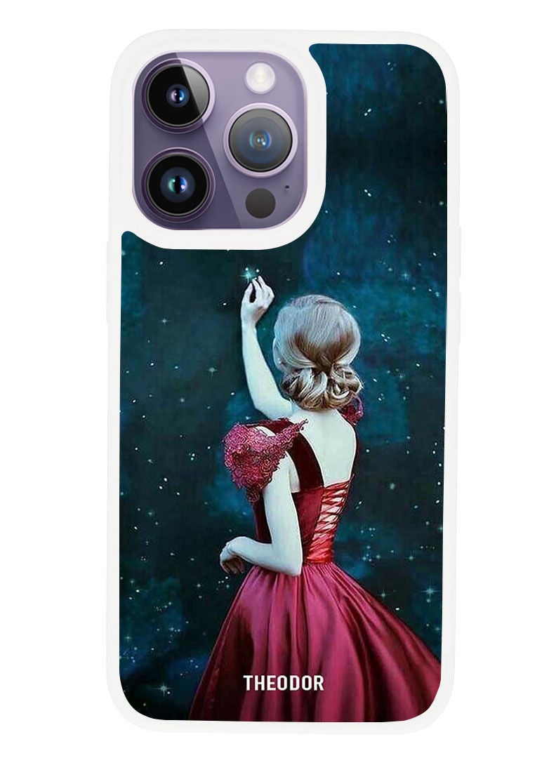 Theodor Protective Case Anti Scratch Shock Proof Cover For APPLE IPHONE 14 PRO MAX Girl Touching Star (White Bumper) - Image 1