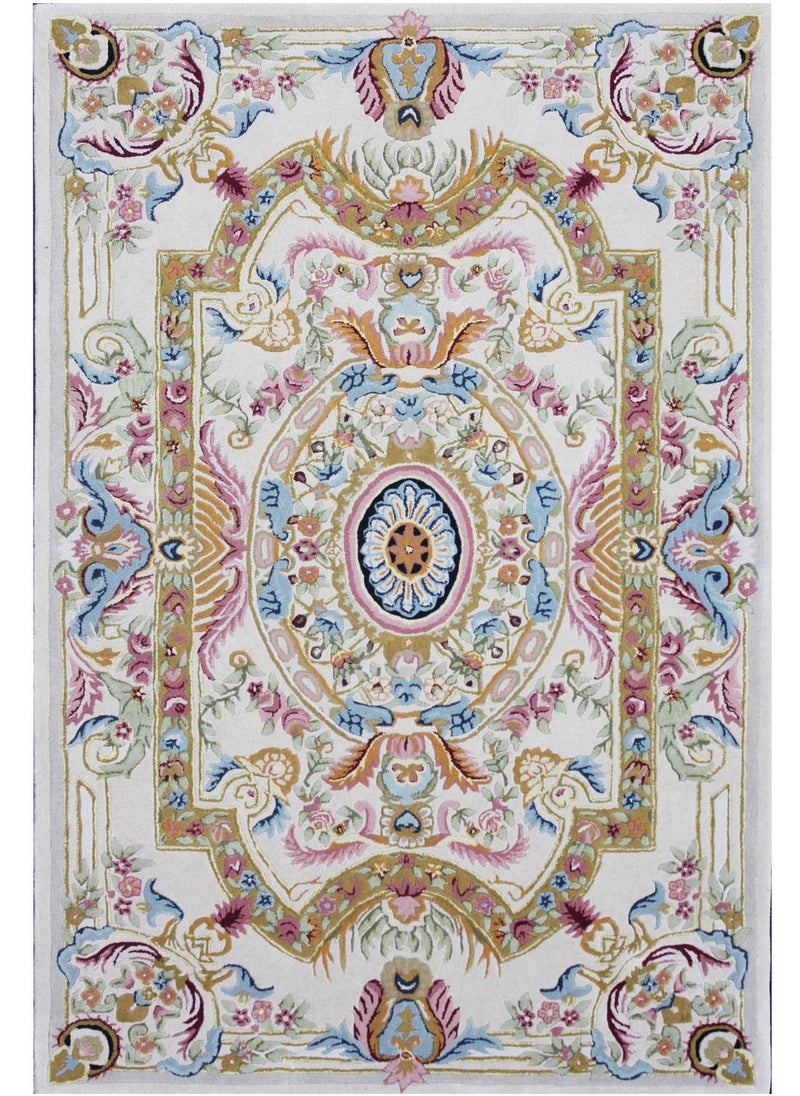 AURUM HOME - AH022A Hand Tufted Traditional Area Rug Indoor Living Dining Bedroom Room and Gallery Area Rugs Cut Pile Wool, Rectangle - Image 1